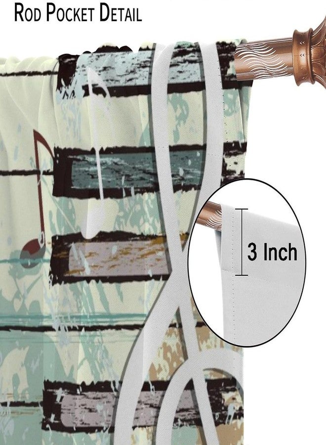 KANEPE Music Curtain, Vintage Rustic Music Notes Piano Key Butterfly Window Treatments, Rod Pocket Thermal Insulated Drapes 2 Panel Sets for Bedroom Living Room, 42" W x 45" L【Decor】 - Image 4